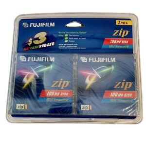 Fujifilm Zip 100 MB Disk IBM Formatted For Use With All Zip 250 Drives *2 Pack*